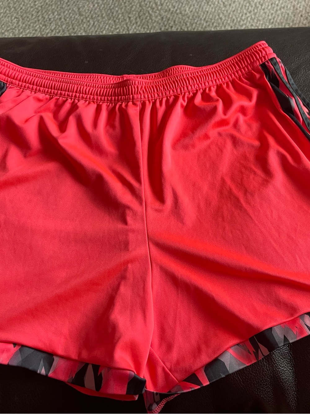 adidas Women's Bright Pink Athletic Shorts with Patterned Trim
